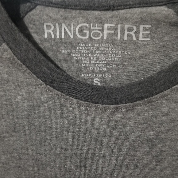 Ring of Fire Light+Dark Gray 3/4 Sleeve T-Shirt - Picture 3 of 4